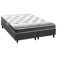 Cama Box Queen: Colchão Espuma Probel Guarda Costas Resistente + Base CRC Courano Gray(158x198) - 1