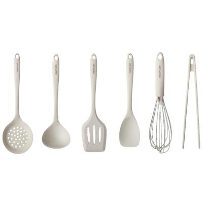 Kit De Utensílios De Cozinha Em Silicone – 6 Peças - Cor Pérola Branco