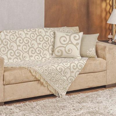 Xale Decorativo Turin Com Franja 1,60m X 1,40m Jacquard 1 Peça 58% Algodão 42% Poliéster - Arabesco Bege Compose