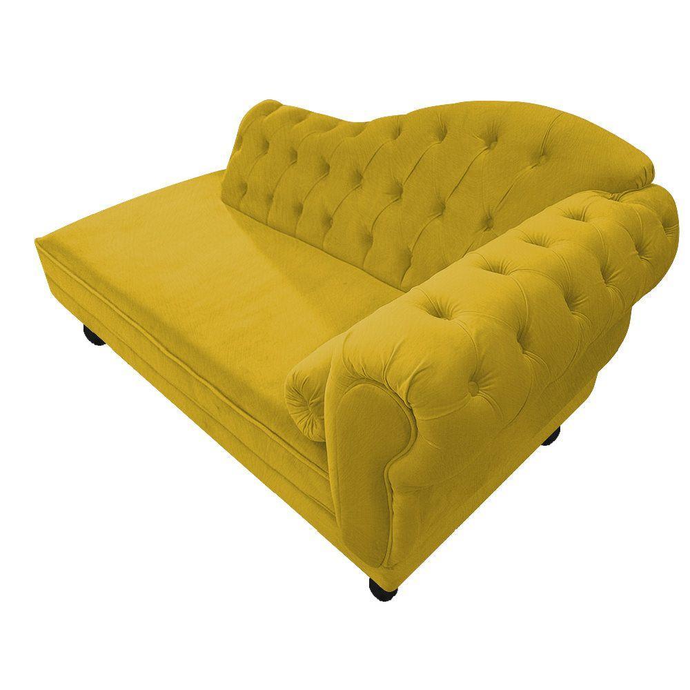 Diva Recamier Diana 185cm Lado Esquerdo Suede Cor Amarelo - 1