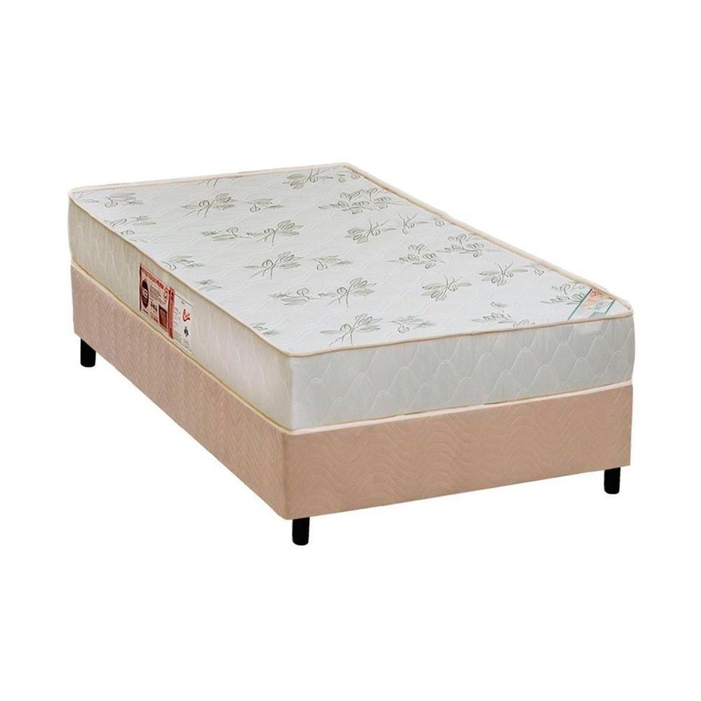 Cama Box Solteiro: Colchão Espuma D33 Castor Sleep Max Relax + Base Crc Suede Clean(88X188) - 1