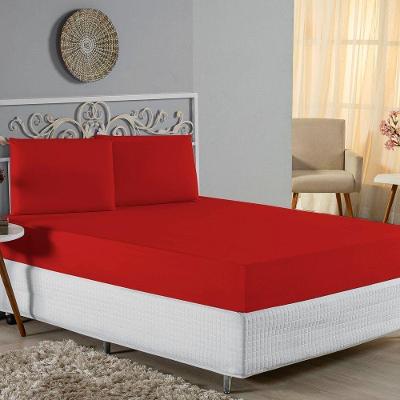 Jogo De Cama Casal Viúva Nobre 3 Peças Malha 100% Algodão - Vermelho