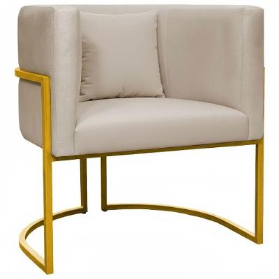 Poltrona / Cadeira Luna Base Metalica Smf Decor Cor:bege