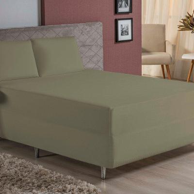 Jogo De Cama Casal Nobre 3 Peças Luva De Box 55cm De Altura Malha 100% Algodão - Avelã