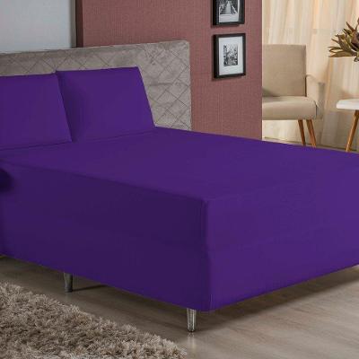 Jogo De Cama Casal Nobre 3 Peças Luva De Box 55cm De Altura Malha 100% Algodão - Roxo