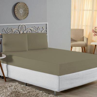 Jogo De Cama King Nobre 3 Peças Lençol Com Elástico De 30cm De Altura Malha 100% Algodão - Avelã