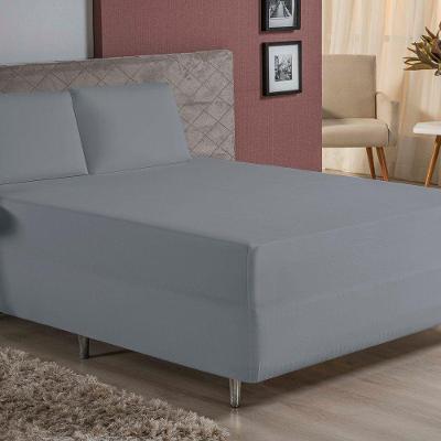 Jogo De Cama King Nobre 3 Peças Luva De Box 55cm De Altura Malha 100% Algodão - Cinza