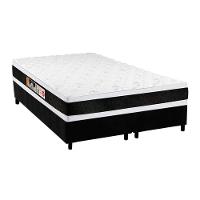 Cama Box Queen: Colchão Espuma Castor D45 Black e White Double Face + Base CRC Suede Black(158x198) - 1