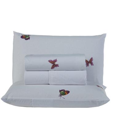 Jogo De Cama Craft Casal Padrão 4 Peças Percal 200 Fios 100% Algodão - Estampa Borboletas