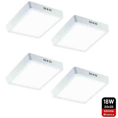 Kit 4 Painel Led Luminaria 18w 6500k Avant 22x22 Sobrepor