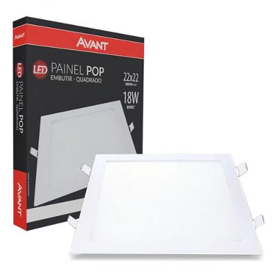 Kit 10 Plafon De 18w 6500k Luz Branca Quadrado 22x22 Embutir