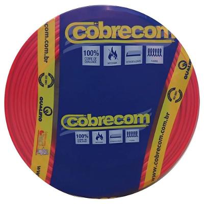 Cabo Flexicom de Cobre 10mm 750 Volts Vermelho com 100 Metros 379580 Cobrecom Cabo de Cobre Flex