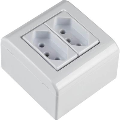 Caixa de Sobrepor com 2 Tomadas 2p+t 10 Ampères 250 Volts Lizflex Branca 57304012 Tramontina Cai
