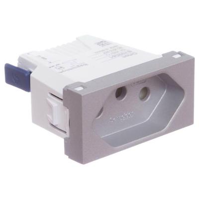 Módulo Tomada 2 Pinos + Terra 10 Amperes 250 Volts Borne Automático Alumínio Orion S70205174 Sch