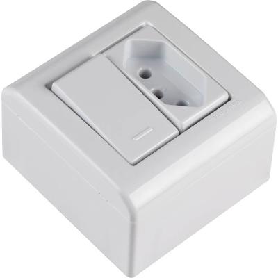 Caixa de Sobrepor com 1 Interruptor Simples E 1 Tomada 2p+t de 10 Ampères E 250 Volts Lizflex Branca