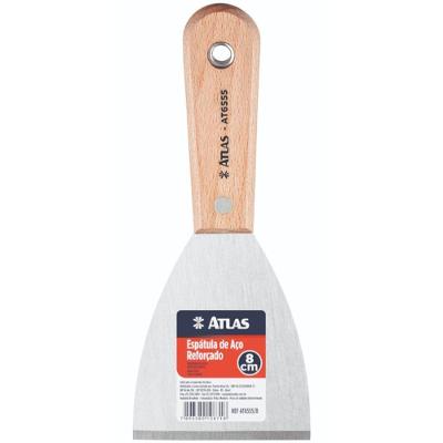 Espátula de Aço Reforçado com Cabo de Madeira 80mm At6555-8 Pincéis Atlas Espátula de Aço Reforç