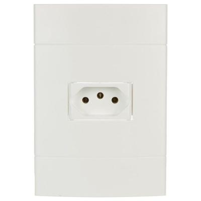 Conjunto Tomada 2 Pinos + Terra 10 Amperes 250 Volts Branco Lunare Prm444721 Schneider Conj.toma