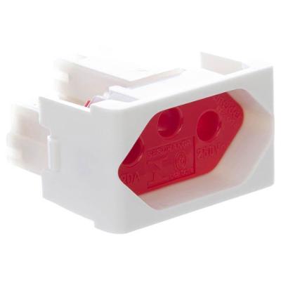 Módulo Tomada 2 Pinos + Terra 20 Amperes 250 Volts Vermelho Fosco E Branco Lunare Prm4741 Schnei