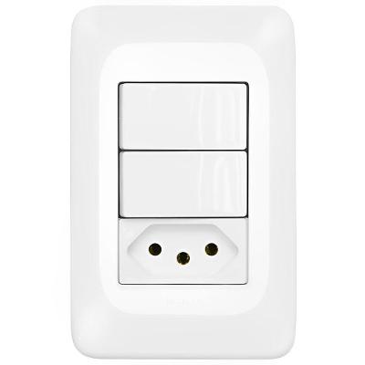 2 Interruptores Simples + 1 Tomada 2p+t 10 Ampères 4x2 Pial Pop Lgx113 Pial 2 Interrup Simples +