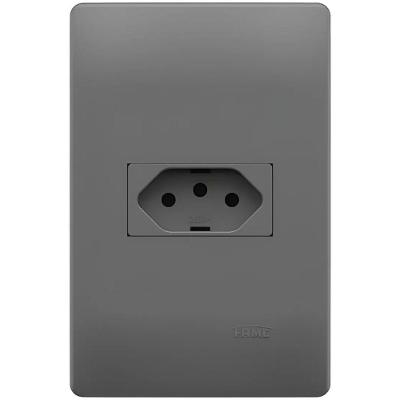 Conjunto Tomada 2p + T 20a 250 Volts 4x2cm Habitat Onix 06245854 Fame Conjunto Tomada 2p + T 20a