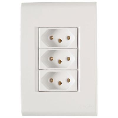 Conjunto Liz Branco 4x2 com 3 Tomadas 2p+t de 20 Ampères E 250 Volts 57170079 Tramontina Cj.3 To