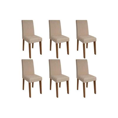 Cadeira Sala De Jantar Milena Kit 6 Un Savana/Suede Bege - Cimol