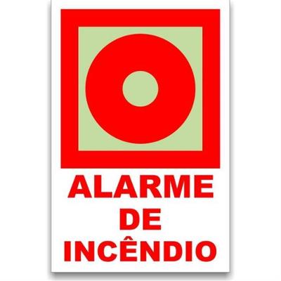 Placa de Pvc Fotoluminescente Autoadesiva 13.5x20 Alame de Incêndio 220 Bv Sinalize Placa Fotol