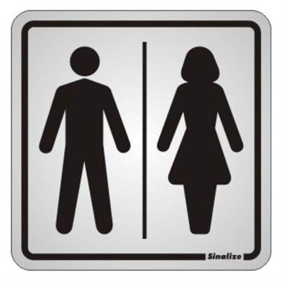 Placa de Alumínio Autoadesiva 15x15cm Sanitario Masculino - Feminino 120 Bb Sinalize Placa Alum