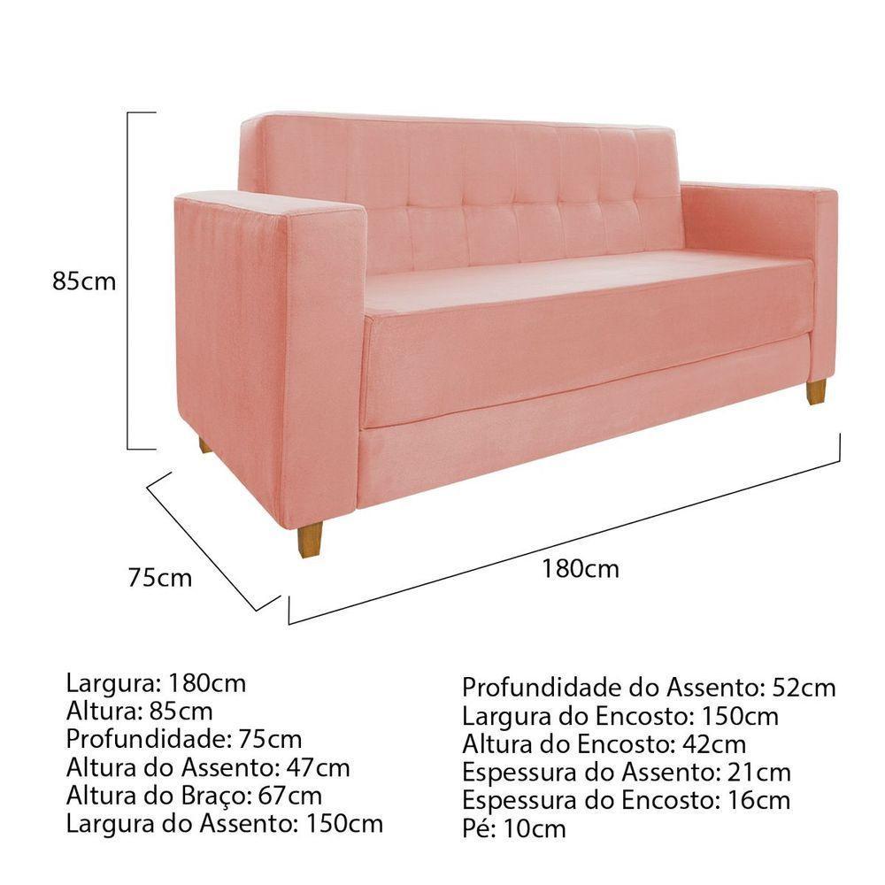 Kit Sofá 2 Lugares E 2 Poltronas Denver Suede Coral - Doce Sonho Móveis - 4