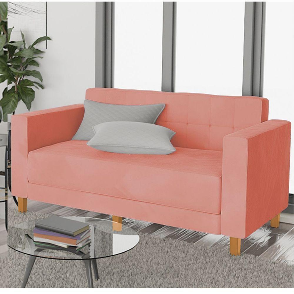 Kit Sofá 2 Lugares E 2 Poltronas Denver Suede Coral - Doce Sonho Móveis - 6