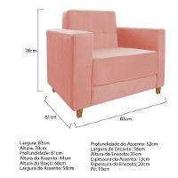 Kit Sofá 2 Lugares E 2 Poltronas Denver Suede Coral - Doce Sonho Móveis - 3