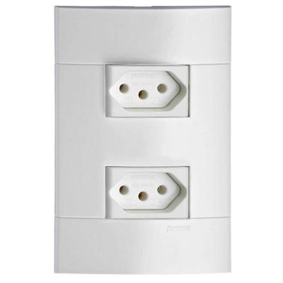 Conjunto 2 Tomadas 2 Pinos + Terra Lunare 10 Amperes 250 Volts Branco Prm4424721 Schneider Conj.