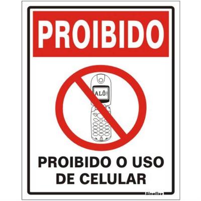 Placa de Poliestireno Autoadesiva 20x15cm Proibido Uso Celular 220 Ap Sinalize Placa 20x15 Proi