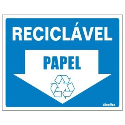 Placa de Poliestireno Autoadesiva 15x20cm Reciclável Papel 220 Bo Sinalize Placa Ps 15x20 Lixo