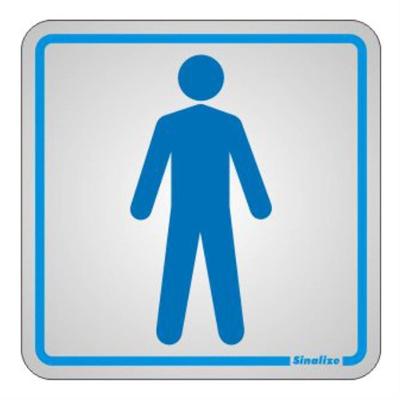 Placa de Alumínio Autoadesiva 15x15cm Sanitário Masculino 120 Ac Sinalize Placa Autoades.15x15