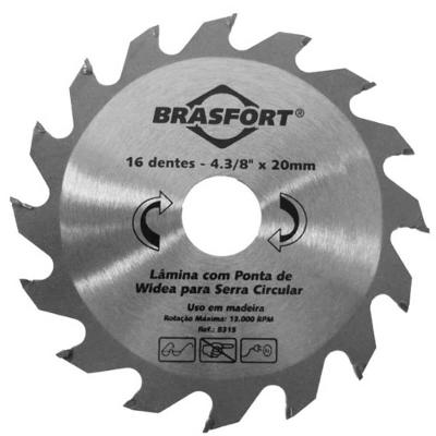 Serra Circular de Vídea com 16 Dentes 4.3-8 X 20mm 8315 Brasfort Serra Circular de Vídea com 16