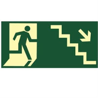 Placa de Pvc Fotoluminescente Autoadesiva 15x30 Desca A Escada A Direita 315 Ah Sinalize Placa