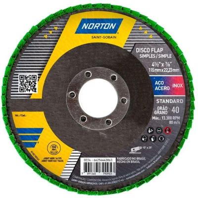 Disco Flap Fibra 4.1-2' Grão 40 R244 Standart 115x22,23mm 0040 66254443861 Nortan Disco Flap Fib