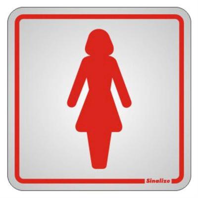 Placa de Alumínio Autoadesiva 15x15cm Sanitário Feminino 120 Ad Sinalize Placa Autoades.15x15c