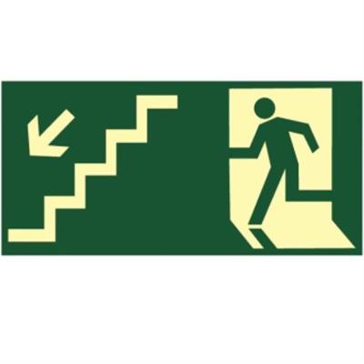 Placa de Pvc Fotoluminescente Autoadesiva 15x30 Desca A Escada A Esquerda 315 Ag Sinalize Placa