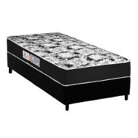 Cama Box Solteiro: Colchão Espuma D45 Luckspuma Gran Luck Black + Base CRC Suede Black(88x188) - 1