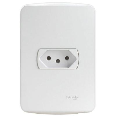 Conjunto Tomada 2 Pinos + Terra 20 Amperes 250 Volts Branco Miluz S3b60350 Schneider Conj.tomada