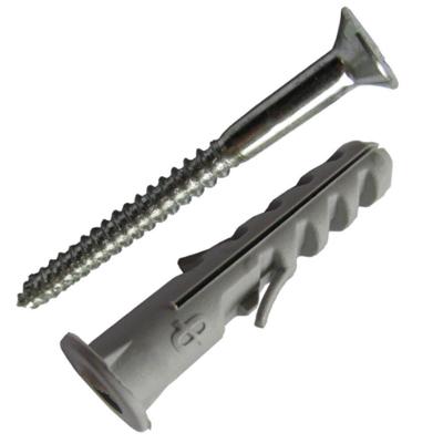 Bucha Nylon 8mm com Anel E Parafuso Para Madeira de Cabeça Chata 5,5x50 Cartela 5 Peças  Pmb632 F