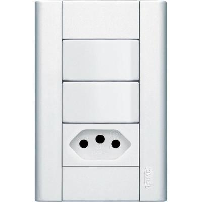 Conjunto 2 Interruptores Simples + Tomada 2p+t 10a 250 Volts Modulare 1441 Fame Conj.2simples+to