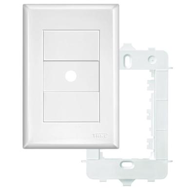 Placa 4x2 com Suporte Saída de Fio Diâmetro 10mm Evidence 2884 Fame Placa de Saída 4x2 Fio com S