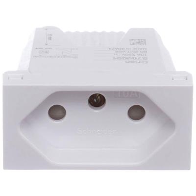 Módulo Tomada 2 Pinos + Terra 10 Amperes 250 Volts Branco Orion S70202104 Schneider Modulo Tomad