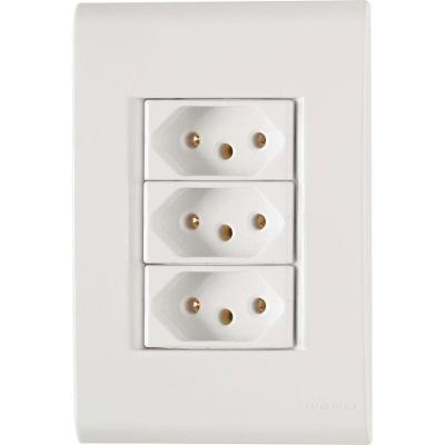 Conjunto Liz Branco 4x2 com 3 Tomadas 2p+t de 10 Ampères E 250 Volts 57170076 Tramontina Cj.3 To