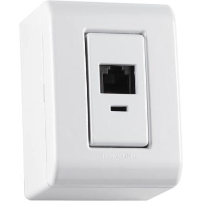 Caixa de Sobrepor Lizflex com 1 Tomada Rj11 Branca 57304010 Tramontina Cj Caixa+tampa+tomada Rj1