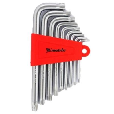 Jogo de Chave Hexagonais Torx Curtas Acetinado T10 T50 Crv E Suporte Plástico 9 Peças 123059 M