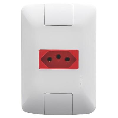 Conjunto 4x2 com 1 Tomada 2p+t 20 Amperes 250 Volts Branco E Vermelho Aria 57241015 Tramontina C